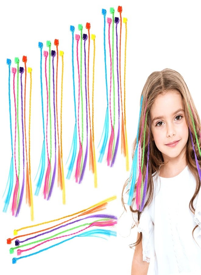 Styquenzer عبوة من 30 وصلة شعر للأطفال، وصلات شعر ملونة بمشابك، إكسسوارات شعر ملونة للبنات، مشابك ضفائر نايلون بألوان قوس قزح للنساء والفتيات، إكسسوارات ذيل حصان للحفلات التنكرية - Image 1